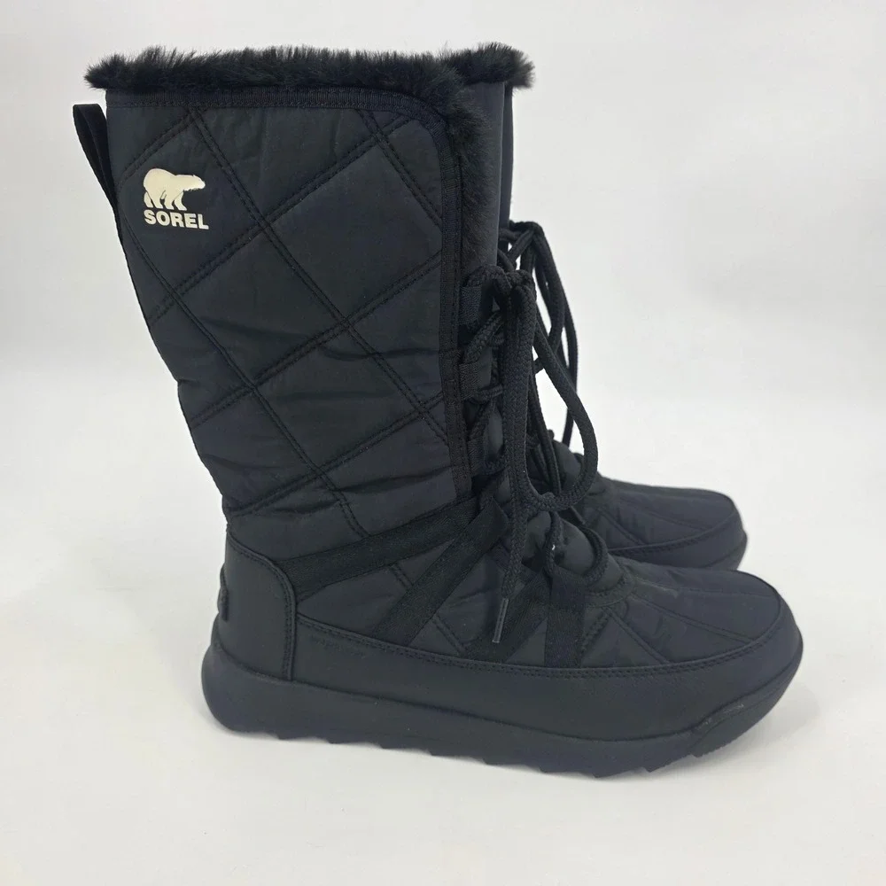 SOREL WHITNEY II TALL BOOTS WOMENS SIZE 8.5 BLACK LACE UP WATERPROOF OUTDOOR NEW